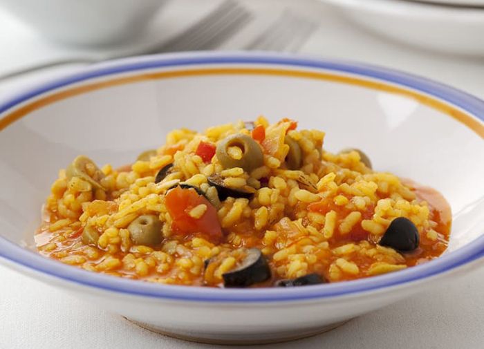 Cremiger Reis mit Huhn, Gemüse und Oliven, mit Thermomix