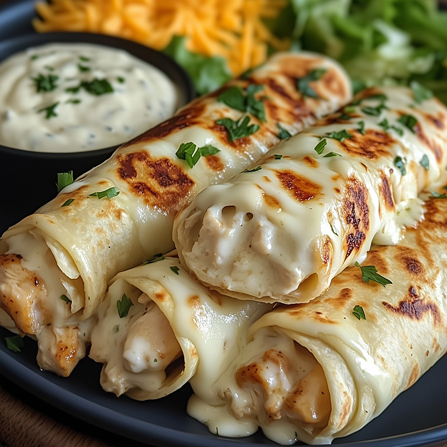 Käse-Knoblauch-Hähnchen-Wraps aus dem Thermomix Käse-Knoblauch-Hähnchen-Wraps aus dem Thermomix