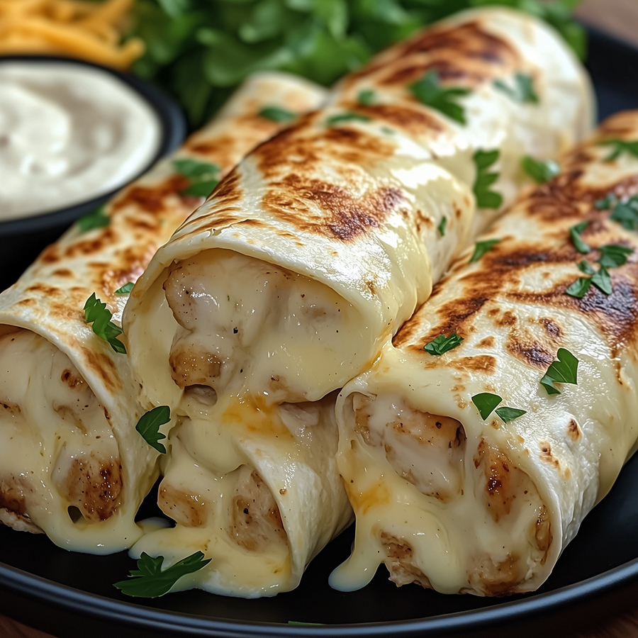Käse-Knoblauch-Hähnchen-Wraps aus dem Thermomix Käse-Knoblauch-Hähnchen-Wraps aus dem Thermomix