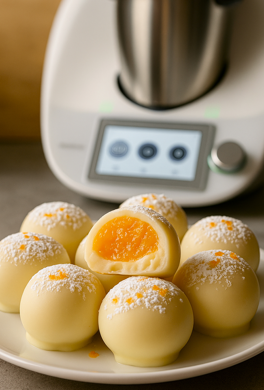 Weiße Schokoladentrüffel mit Orange und Sahne