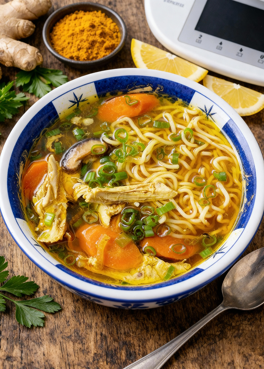 Hühnersuppe mit Ingwer und Kurkuma aus dem Thermomix