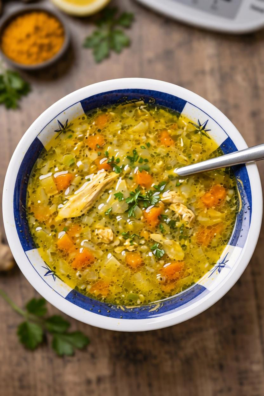 Hühnersuppe mit Ingwer und Kurkuma im Thermomix