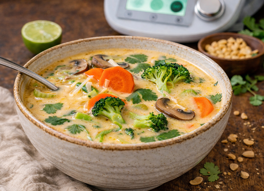 Thai-Kokos-Suppe mit Gemüse aus dem Thermomix Thai-Kokos-Suppe mit Gemüse aus dem Thermomix