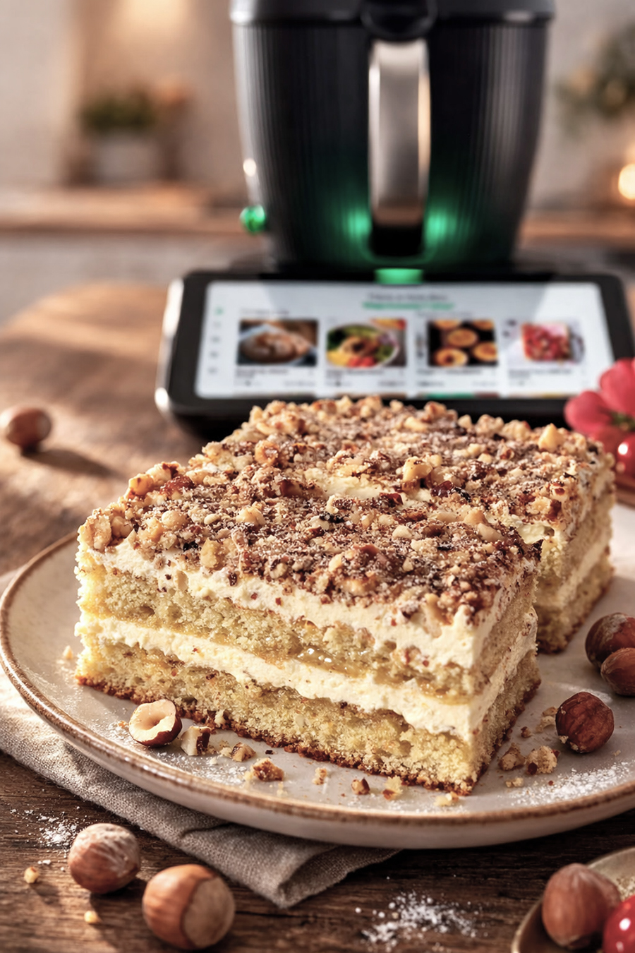 Russische Biskuit-Schnitten mit Nüssen und Buttercreme aus dem Thermomix