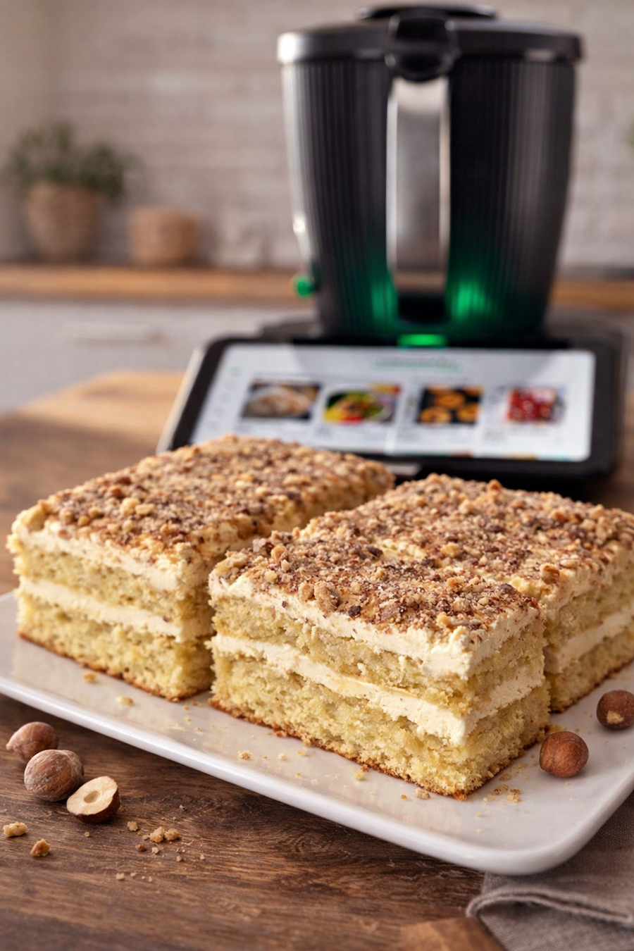 Russische Biskuit-Schnitten mit Nüssen und Buttercreme aus dem Thermomix