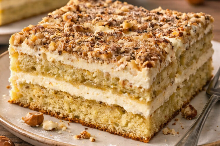 Russische Biskuit-Schnitten mit Nüssen und Buttercreme aus dem Thermomix