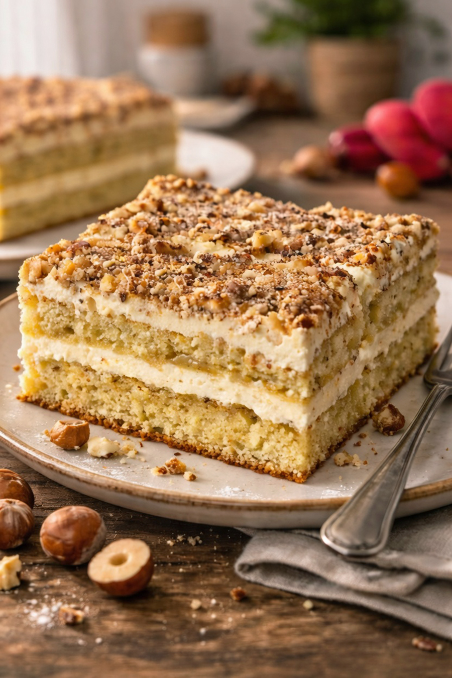 Russische Biskuit-Schnitten mit Nüssen und Buttercreme aus dem Thermomix