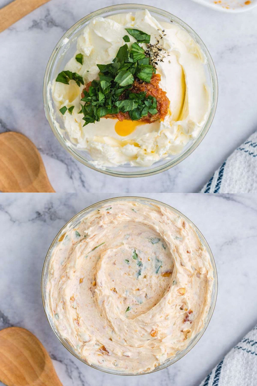 Butter mit getrockneten Tomaten und Basilikum