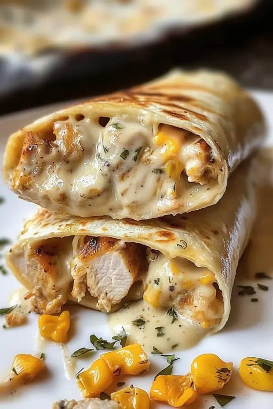 Hähnchen-Wraps mit Käse und Knoblauch