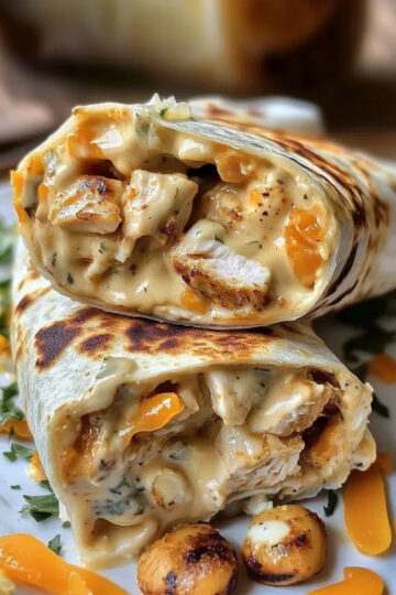 Hähnchen-Wraps mit Käse und Knoblauch