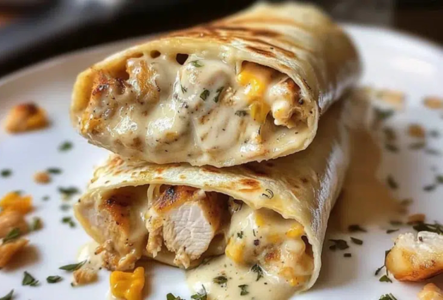 Hähnchen-Wraps mit Käse und Knoblauch