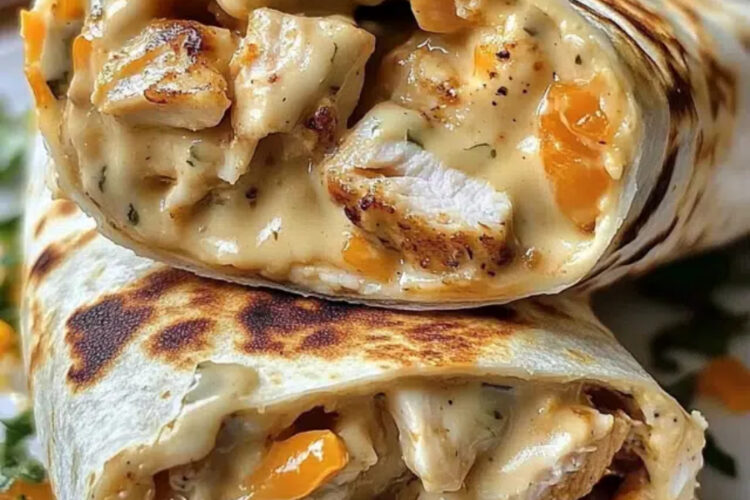 Hähnchen-Wraps mit Käse und Knoblauch