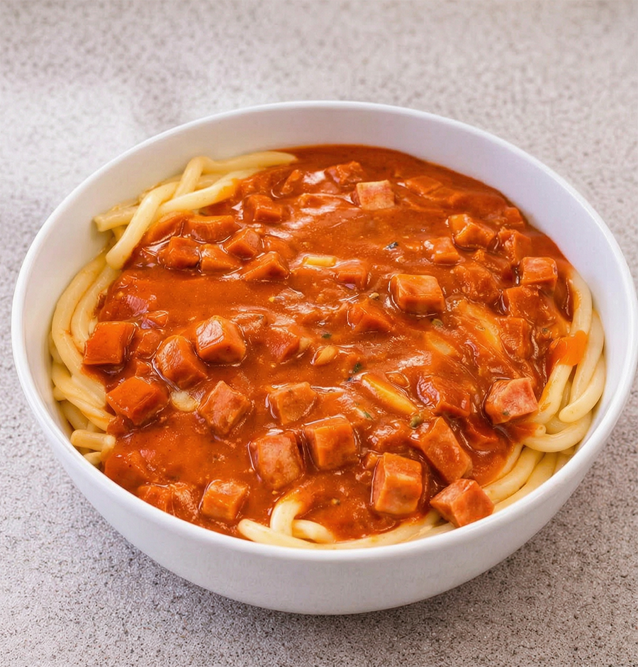 Makkaroni mit Tomatensoße und Jagdwurst aus dem Thermomix