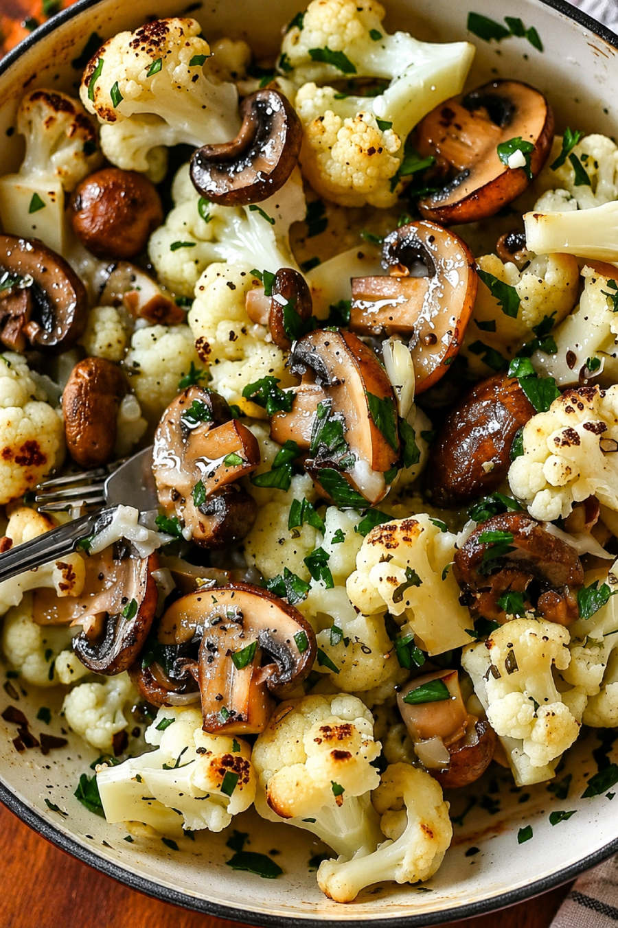 Blumenkohl-Pilz-Pfanne mit Knoblauch aus dem Thermomix Blumenkohl-Pilz-Pfanne mit Knoblauch aus dem Thermomix