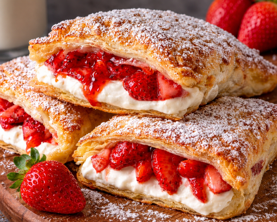 Erdbeerkissen aus Blätterteig aus dem Thermomix Erdbeerkissen aus Blätterteig aus dem Thermomix