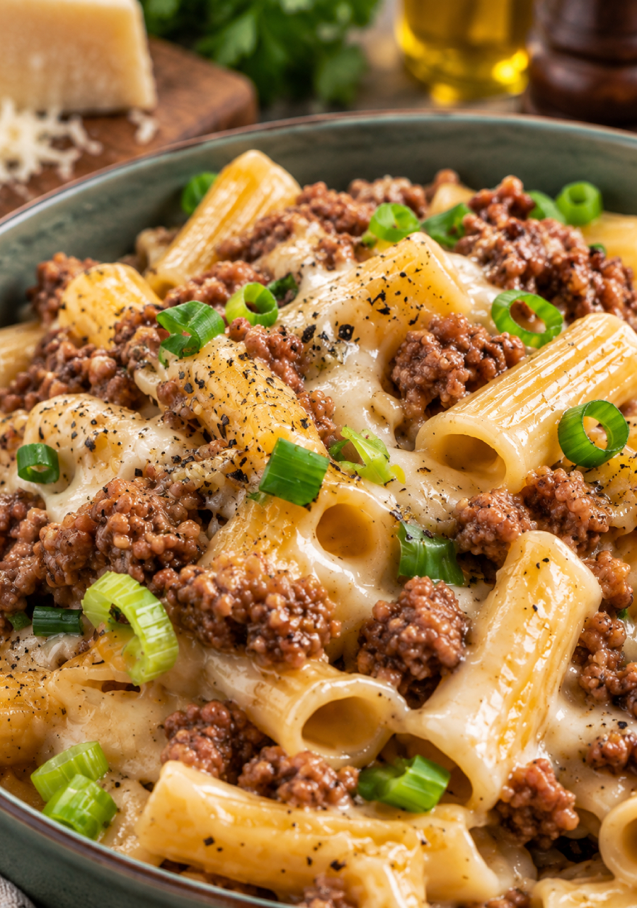 Cremige Käse-Lauch-Pasta mit Hackfleisch aus dem Thermomix