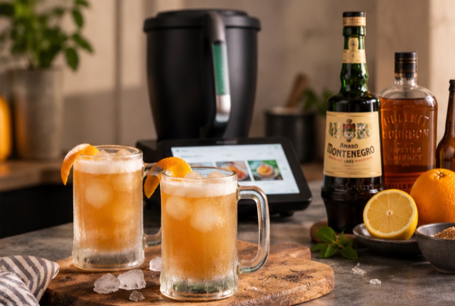 Gefrorener Bourbon-Bier-Amaro-Cocktail aus dem Thermomix