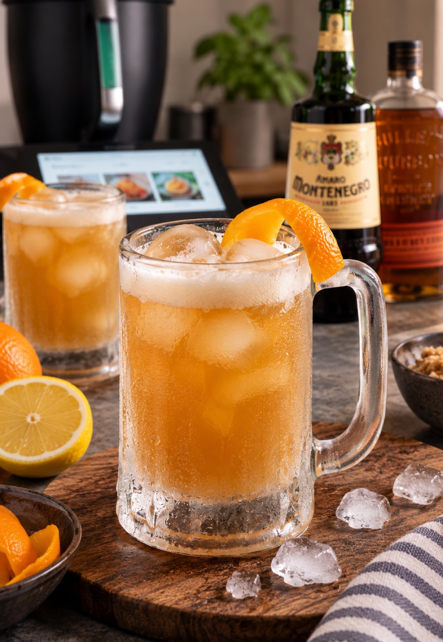 Gefrorener Bourbon-Bier-Amaro-Cocktail aus dem Thermomix