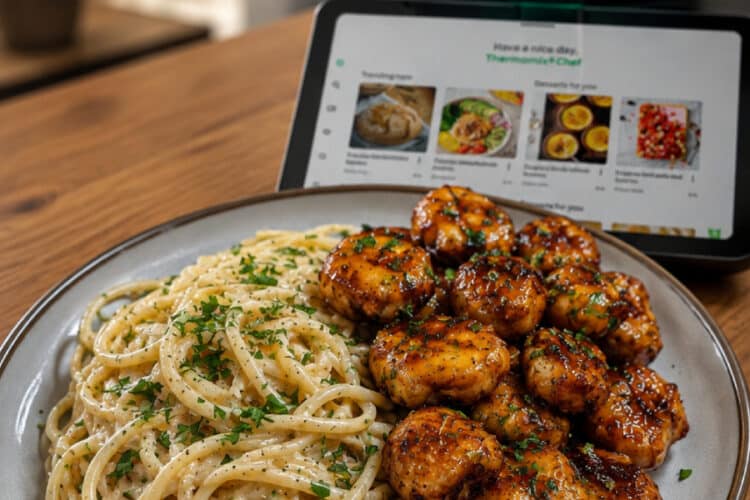 Honig-Knoblauch-Hähnchen mit cremigen Spaghetti aus dem Thermomix